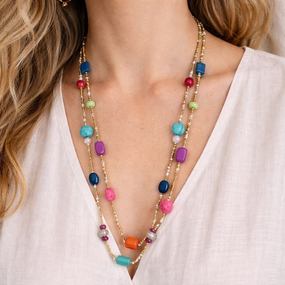 Chico's Multicolor Colorblock Necklace NWT